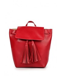 Женский красный кожаный рюкзак от Mango