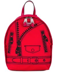 Женский красный кожаный рюкзак от Moschino