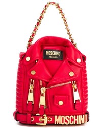 Женский красный кожаный рюкзак от Moschino