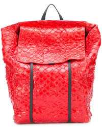 Женский красный кожаный рюкзак от OSKLEN