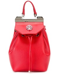 Женский красный кожаный рюкзак от Philipp Plein