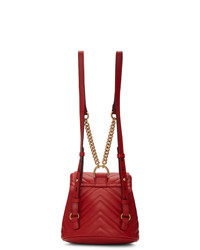Женский красный кожаный рюкзак от Gucci