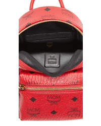 Женский красный кожаный рюкзак от MCM