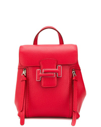 Женский красный кожаный рюкзак от Tod's