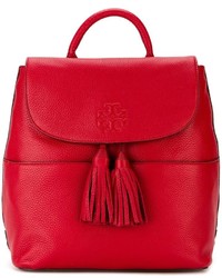 Женский красный кожаный рюкзак от Tory Burch
