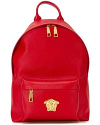 Женский красный кожаный рюкзак от Versace