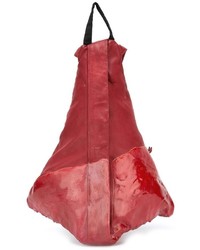 Женский красный кожаный рюкзак