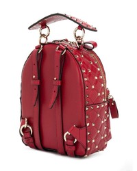 Женский красный кожаный стеганый рюкзак от Valentino