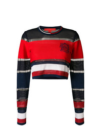 Красный короткий свитер в горизонтальную полоску от Hilfiger Collection