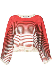 Красный короткий свитер в горизонтальную полоску от Sonia Rykiel