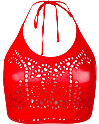 Красный кружевной бикини-топ от Ermanno Scervino