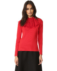 Женский красный кружевной вязаный свитер от Nina Ricci