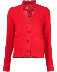 Красный кружевной свитер