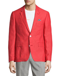 Красный льняной пиджак