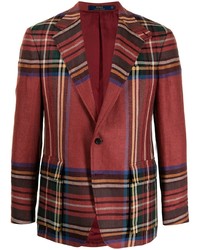 Мужской красный льняной пиджак в шотландскую клетку от Polo Ralph Lauren