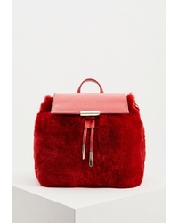 Женский красный меховой рюкзак от Cavalli Class