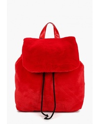 Женский красный меховой рюкзак от Moksi