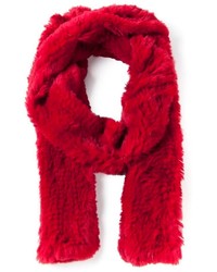 Красный меховой шарф
