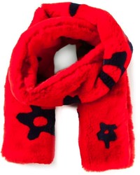Женский красный меховой шарф