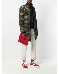 Мужской красный мужской клатч с украшением от Valentino