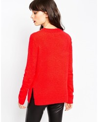Женский красный новогодний свитер с круглым вырезом от Asos