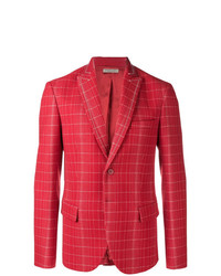Мужской красный пиджак в клетку от Bottega Veneta