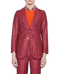 Мужской красный пиджак в клетку от Gucci