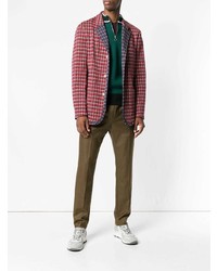 Мужской красный пиджак в мелкую клетку от Marni