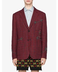 Мужской красный пиджак в мелкую клетку от Gucci