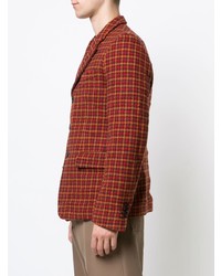 Мужской красный пиджак в мелкую клетку от Marni