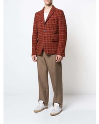 Мужской красный пиджак в мелкую клетку от Marni