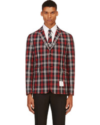 Мужской красный пиджак в шотландскую клетку от Thom Browne