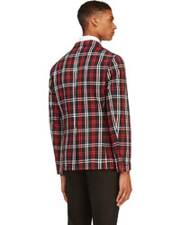 Мужской красный пиджак в шотландскую клетку от Thom Browne