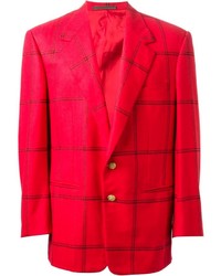 Мужской красный пиджак в шотландскую клетку от Versace
