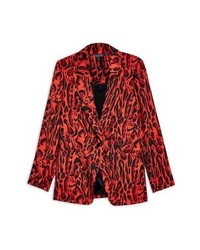 Красный пиджак с леопардовым принтом