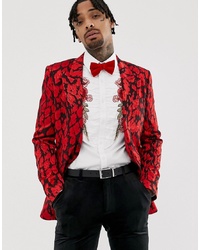 Мужской красный пиджак с леопардовым принтом от ASOS Edition