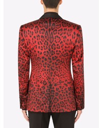 Мужской красный пиджак с леопардовым принтом от Dolce & Gabbana