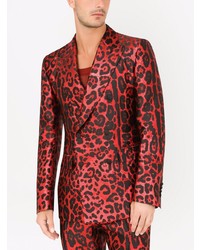 Мужской красный пиджак с леопардовым принтом от Dolce & Gabbana