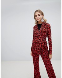 Женский красный пиджак с леопардовым принтом от Missguided