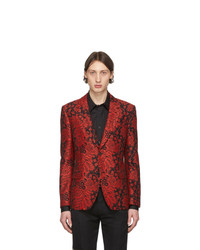 Мужской красный пиджак с принтом от Alexander McQueen