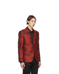 Мужской красный пиджак с принтом от Alexander McQueen