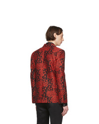 Мужской красный пиджак с принтом от Alexander McQueen