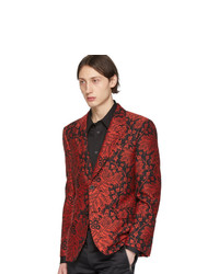 Мужской красный пиджак с принтом от Alexander McQueen