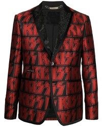 Мужской красный пиджак с принтом от Philipp Plein