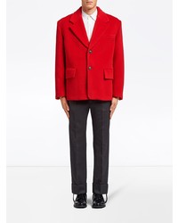 Мужской красный пиджак с узором зигзаг от Prada