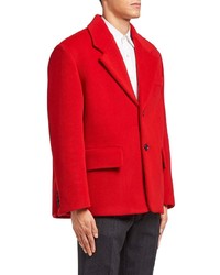 Мужской красный пиджак с узором зигзаг от Prada