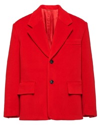 Мужской красный пиджак с узором зигзаг от Prada
