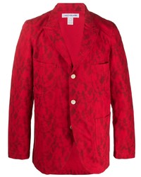 Красный пиджак с цветочным принтом