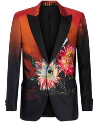 Мужской красный пиджак с цветочным принтом от Etro