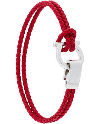 Мужской красный плетеный браслет от Salvatore Ferragamo